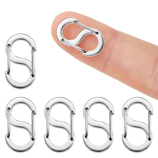 COMNICO Necklace Clasp, 5 Pcs Double Opening Lobster Clasp Closures Round Buckle Shortener Bracelet Clasps Lock Extender for Jewelry Making Necklaces Chain(Silver)