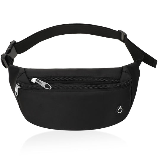 COMNICO Fanny Pack for Men Women, Waterproof Running Belt Bag Black Portable Waist Pack Phone Holder with Adjustable Strap for Outdoor Camping Travel Hiking
