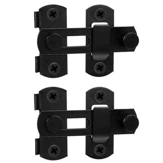 Sibba Barn Door Lock 2 Pcs Sliding Gate Hooks Stainless Steel Flip Latch Safety Door Bolt Bi-fold Lock Matte Black Hardware for Wine Cabinet Bathroom Outdoor Garage Garden Closet