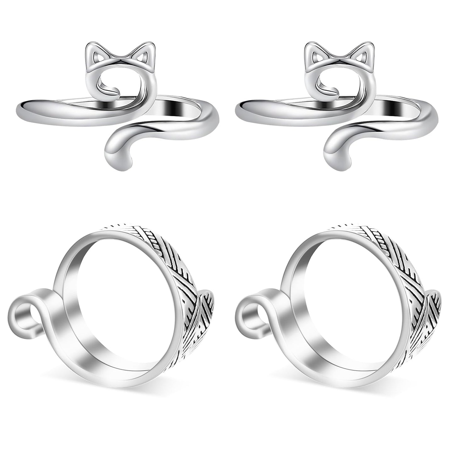 Dimeho 4 Pack Adjustable Knitting Rings Crochet Finger Loop Yarn Guide Holder Weaving Hook Braided Open Thimble for DIY Craft Accessories Women Mother Grandma Thanksgiving Presents