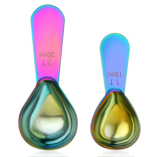 Dimeho 2 Pcs Coffee Scoop 1 Tablespoon 2 Tablespoon, Stainless Steel Measuring Spoon Multi-Purpose Coffee Scoops Short Handle Tablespoons for Coffee Tea Sugar Flour Jars