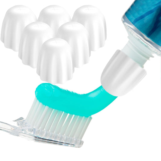 COMNICO 6 Pcs Toothpaste Caps Hexagonal Flowers White Toothpaste Cap Dispenser Squeezer Lids Reusable Silicone Caps Bathroom Accessories for Adult and Kids