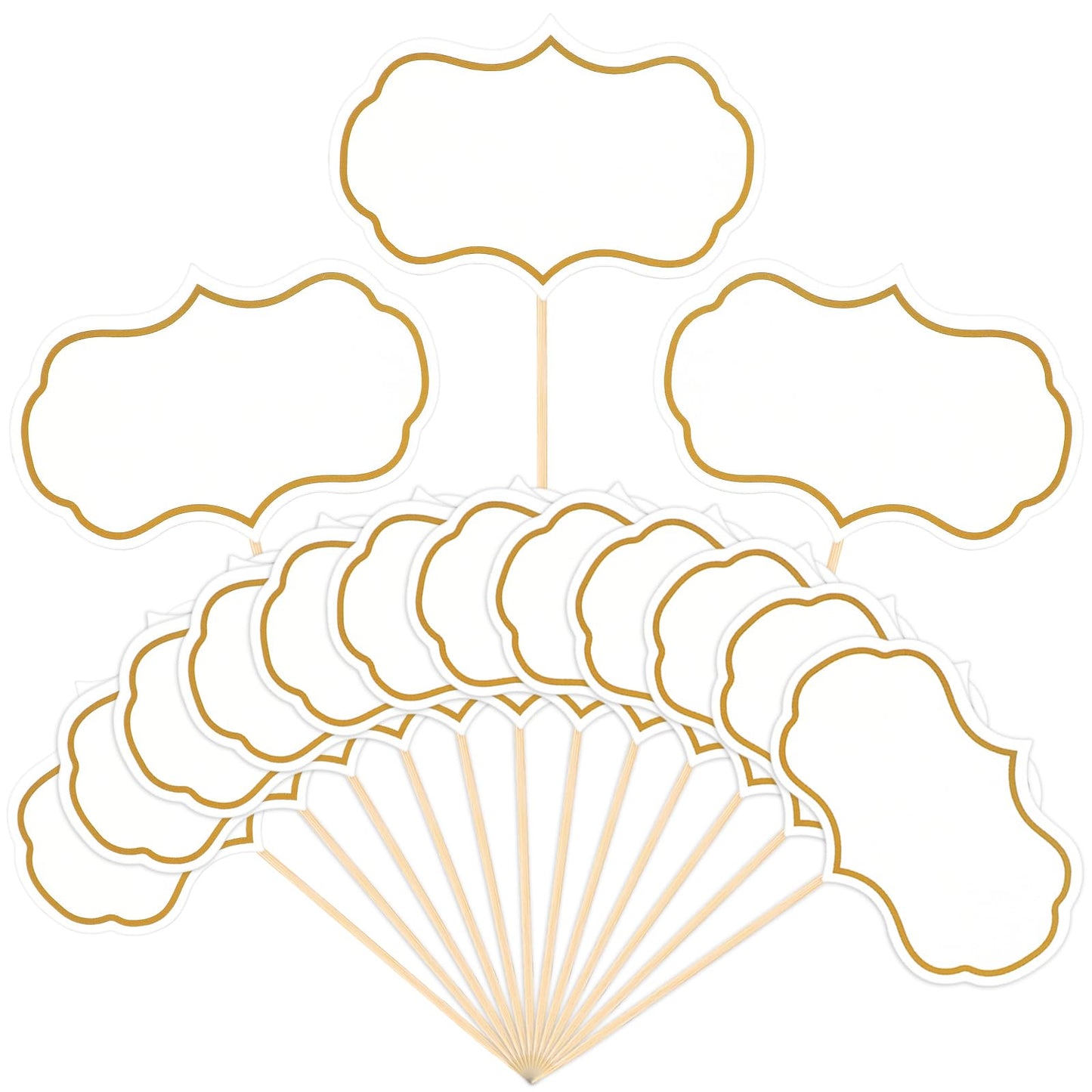 Dimeho 50 Pcs Party Food Labels for Buffet Blank Toothpick Flags Cupcake Picks Cheese Markers for Charcuterie Board Buffet Labels Sticks Wedding Birthday Decorations (White)