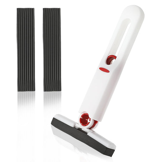 Sibba 3 Pack Damp Duster Mini Mop, Portable Self-Squeeze Mini Mop, Multifunctional Hands-Free Sponge Mop, Wet and Dry Use Cleaning Tool for Bathroom Kitchens Tableware Desktop Glass