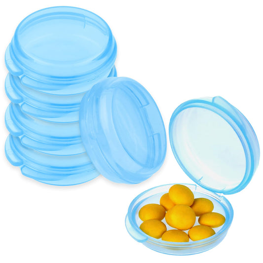 Small Pill Box 6pcs Daily Mini Pill Organizer Travel Pill Container Cute Portable Pill Case Holder Medicine Storage Dispenser Earplug Case for Purse Pocket Briefcase Cod Liver Oil(Blue)