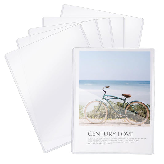 Dimeho 5 Pcs Rigid Print Protectors, Hard Plastic Sheet Paper Page Sleeve Clear Top loaders Waterproof Document Holder Collectors Birth Certificate Photo Protectors (11.41 × 8.86 inches)