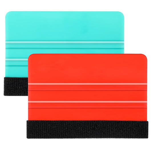 Sibba 2 Pcs Vinyl Wrap Squeegee Applicator Professional Wrapping Felt Sticky Scrapbook Tools Reusable Scraper Kit Square Wrap Squeegees Plastic Tape Scraper for Car Film Sign Making DIY Craft