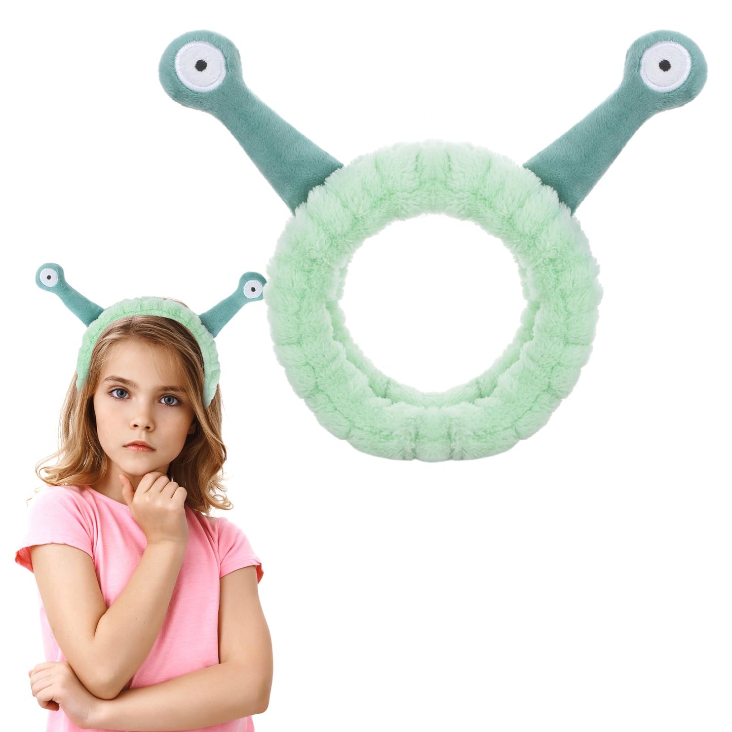 Sibba Face Wash Headband Snail Headbands Spa Hair Bands Makeup Headbands Cute Cartoon Coral Fleece Elastic Headband Creative Hair Accessories for Washing Face Shower Sports Beauty Skincare