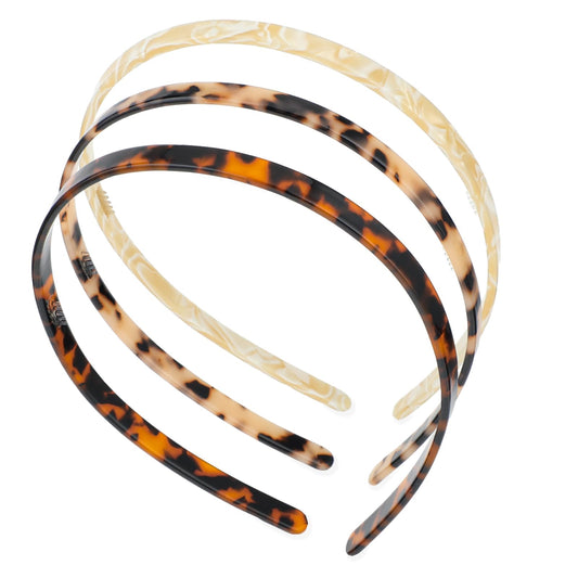 COMNICO Tortoiseshell Headbands for Women, 3 Pcs Plastic Headband Professional Wide Resin Hair Hoop Multiple Color Head Bands with Teeth Hair Accessories for Women and Girls