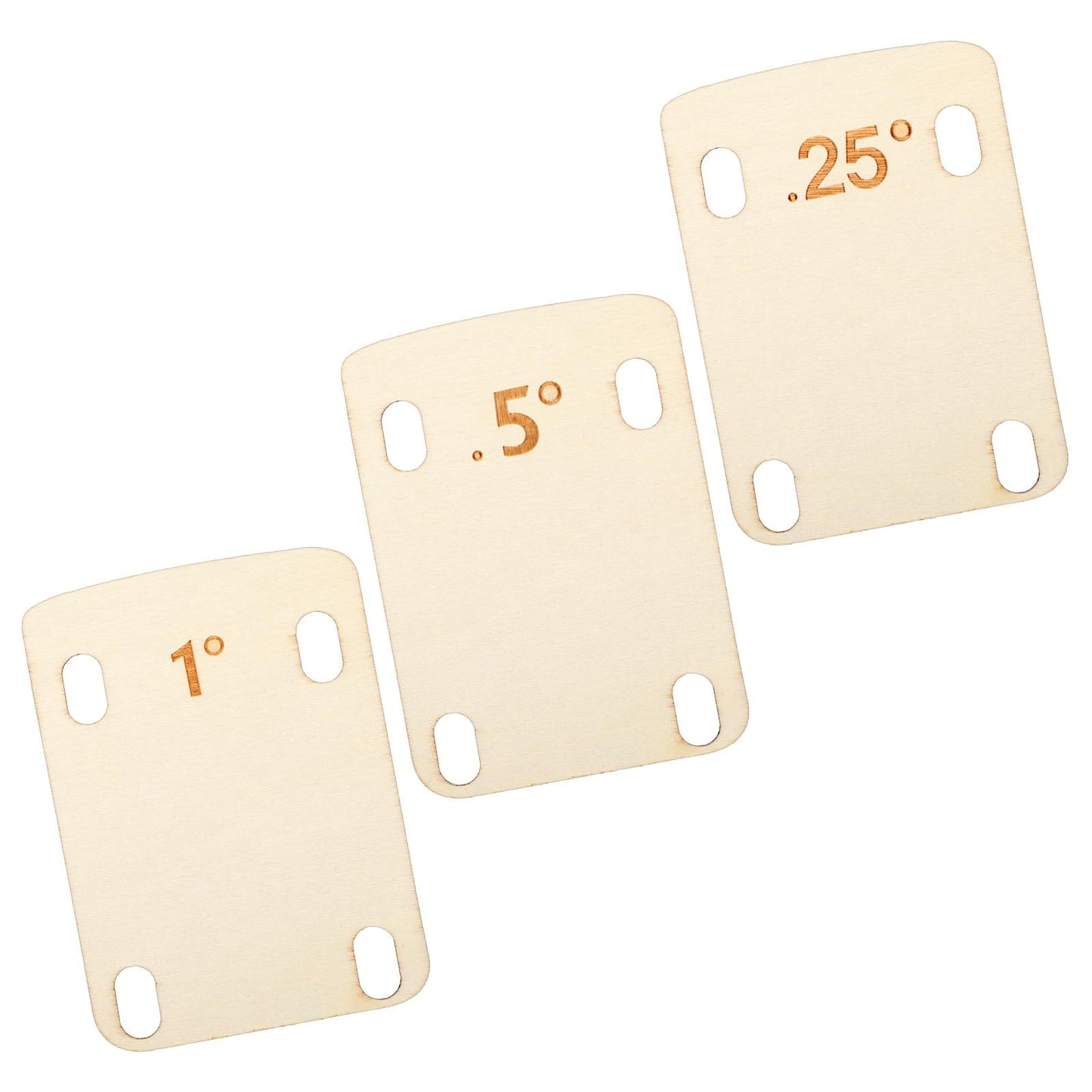 Sibba Guitar Neck Shims 3Pcs Solid Maple Wood Neck Shim Protection Wooden Bolt-on Neck Bolts Guitar Neck Plate Tool 0.25, 0.5, 1 Degree Musical Instrument Accessories for Bass Repairment