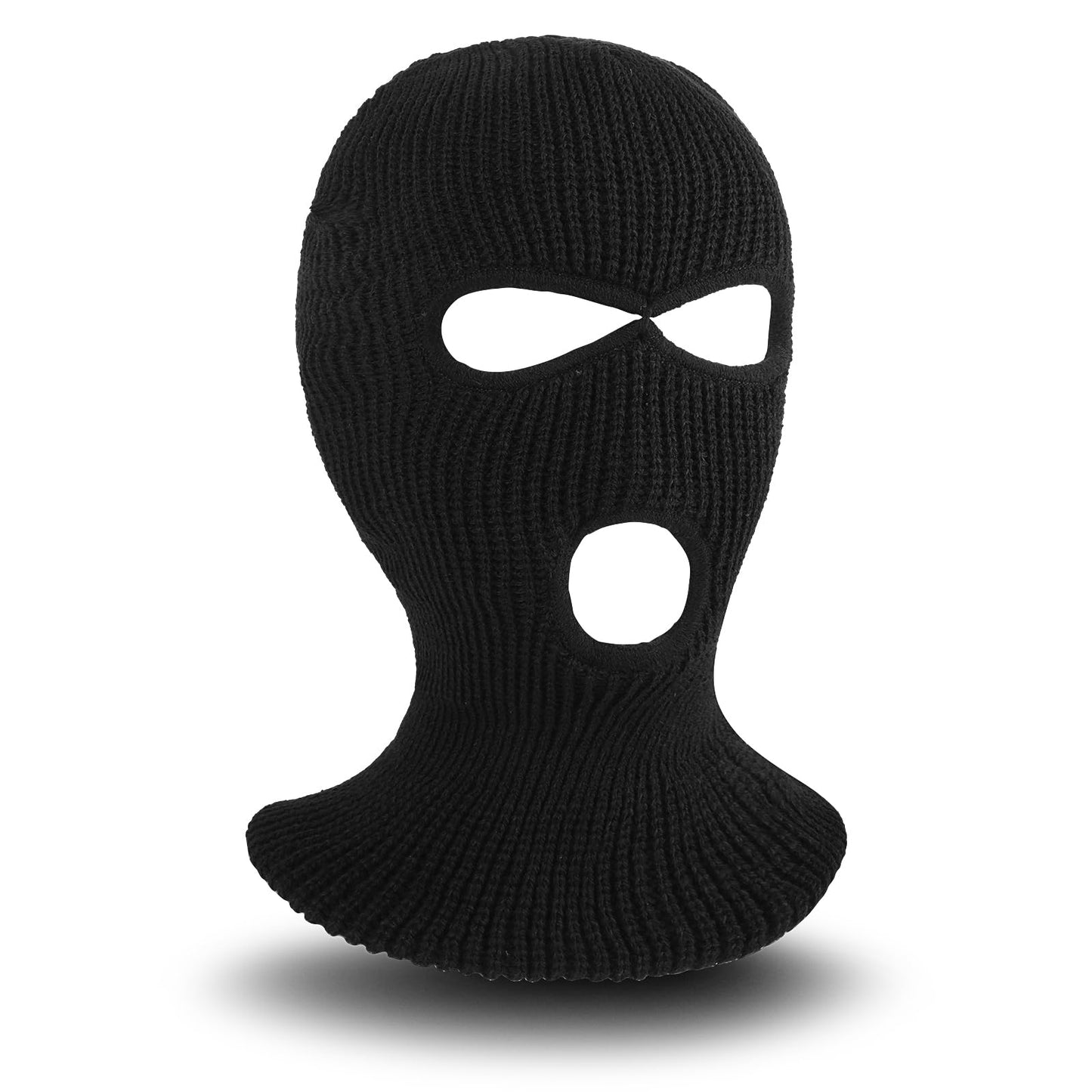 Sibba 3 Hole Winter Full Face Mask, Knitted Ski Face Mask, Winter Balaclava Face Cover, Winter Warm Knit Face Cover for Adult Winter Outdoor Sports (Black)