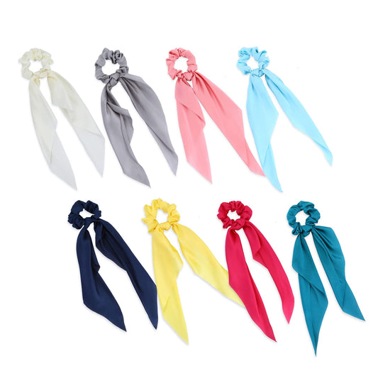 Sibba 8 Pcs Scarf Ties Scrunchie Bows Ribbon Headbands Cute 90s Big Thin Elastic Bands Organizer Bracelet Bow Braids Ponytail Holder Hair Accessories For Women Girls