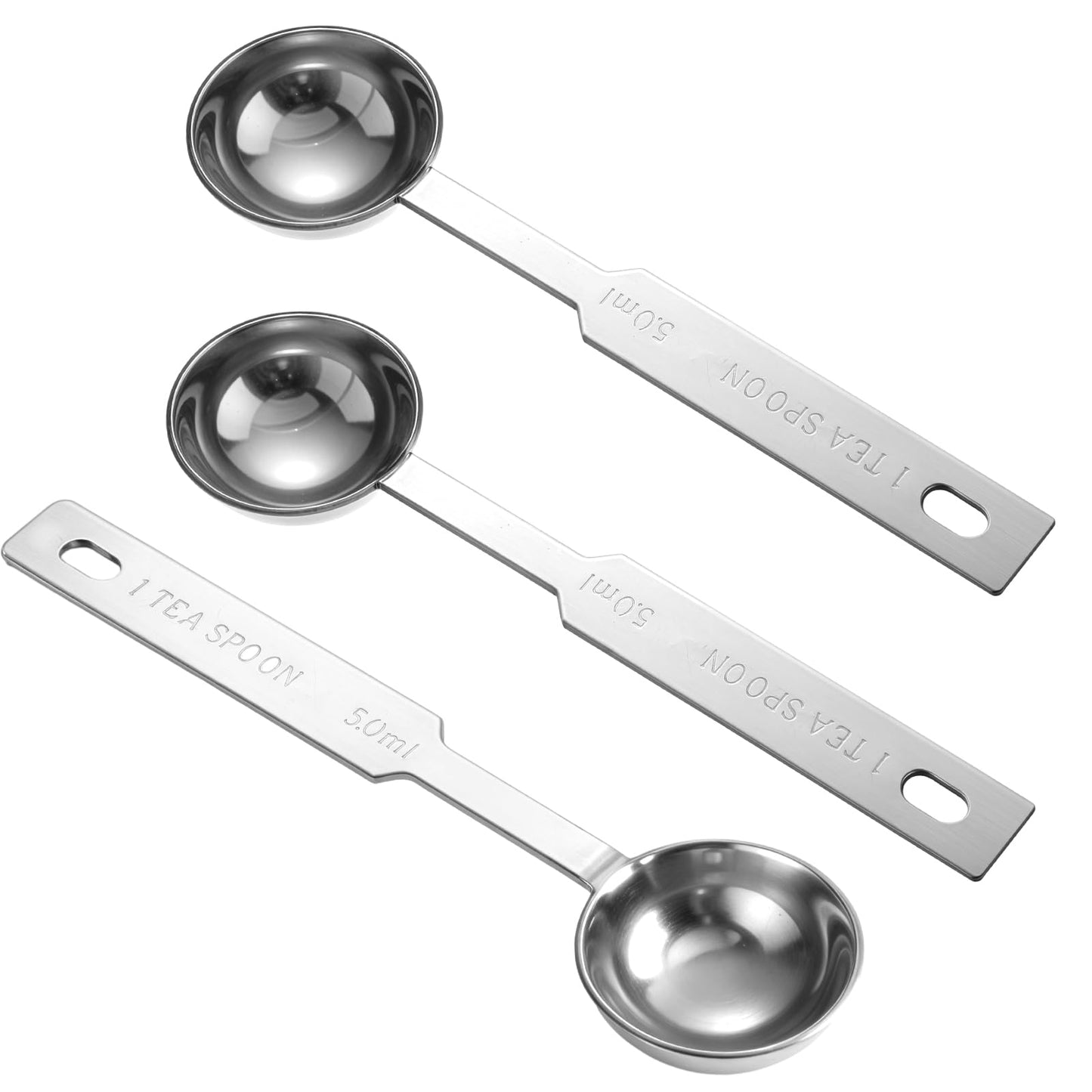 Wanmu 3 Pcs Measuring Spoons, 1/3 TSP, 1 Tbsp(1/6oz, 5ml), Food Grade Stainless Steel Measuring Scoop, Small Measure Cups for Measuring Dry & Liquid Ingredients