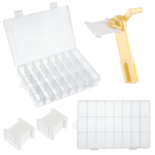 52Pcs Embroidery Floss Organizer Cross Stitch Thread Storage Organizer Adjustable Hard Plastic Storage Box Portable Craft Grid Storage Container for DIY Sewing Jewelry Earring Beads Display Collection