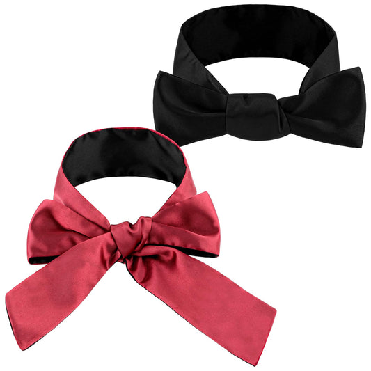 Sibba Eye Covers Mask 2 PCS Bedroom Play Blind Folds Party Game Satin Eyecare Set Sleeping Cuff Kit Restraints Ties Soft Ribbon Bandage Shower Take a Nap Aid Women Adults