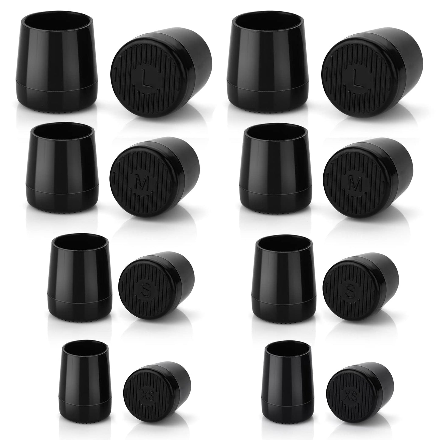 Sibba High Heel Protectors 8 Pairs Black Anti-Slip Heel Stoppers Protective Replacement Shoes Repair Caps Tip Covers Cushions Cups for Outdoor Party Wedding Events 4 Sizes Stiletto XS,S,M,L