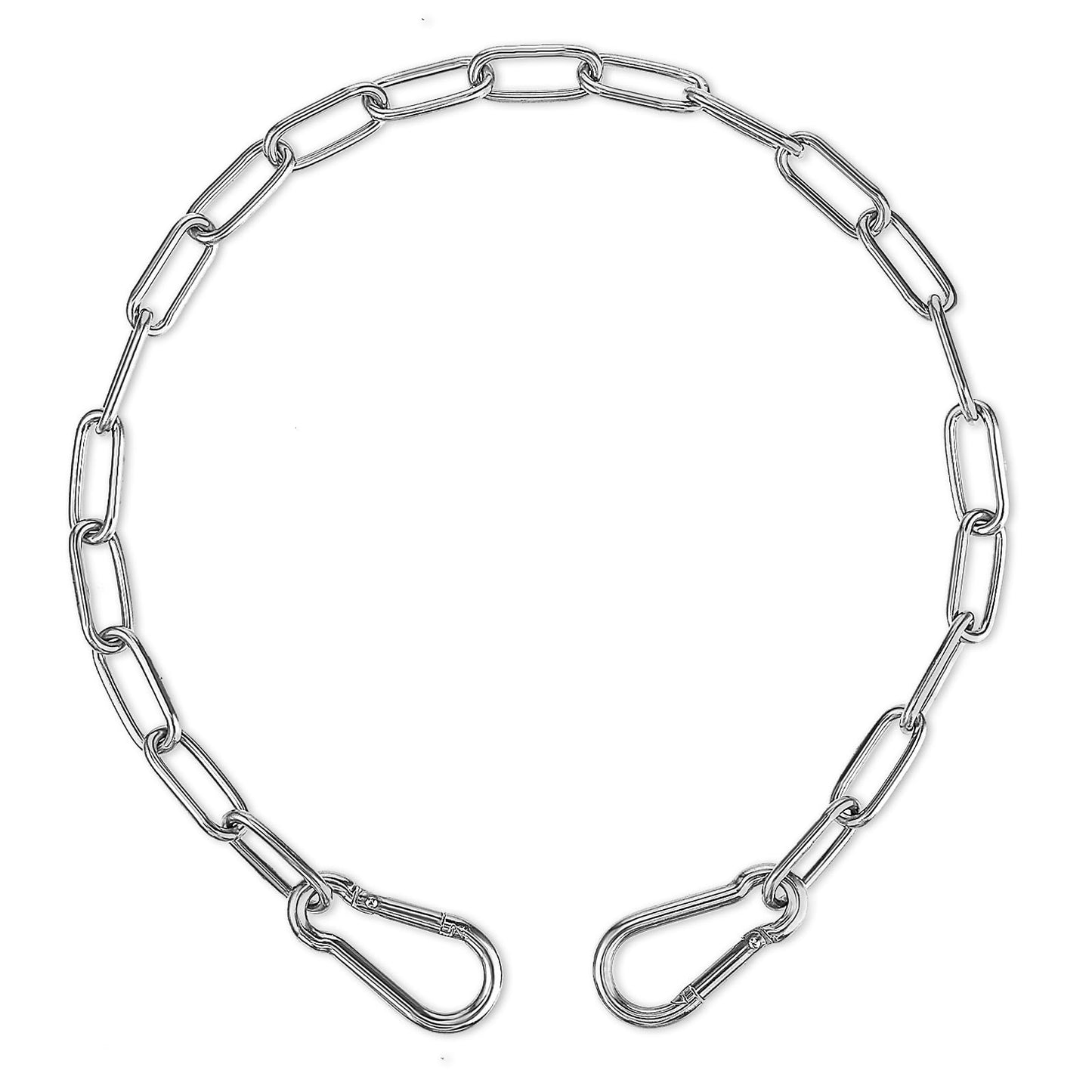 23 Inch Gate Chain Lock, Metal Alloy Gate Link Chain Lock with Both-Ended Carabiners Chain Link Gate Latches for Livestock Horse Goat Cows Stall Outdoor Fence Gate (Sliver)