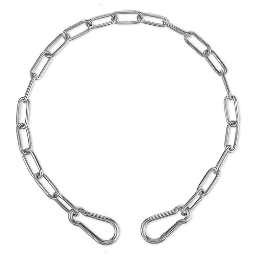 23 Inch Gate Chain Lock, Metal Alloy Gate Link Chain Lock with Both-Ended Carabiners Chain Link Gate Latches for Livestock Horse Goat Cows Stall Outdoor Fence Gate (Sliver)