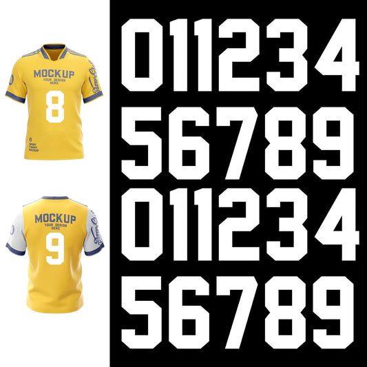 COMNICO 8 Inch Iron On Heat Transfer Letters and Numbers Alphabets Fabric Vinyl DIY Iron On Numbers 0 to 9 Jersey White Heat Transfer Numbers Uniform Name T-Shirt DIY for Sports Football Basketball