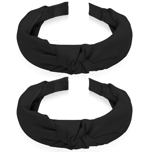 Sibba Wide Headbands 2 PCS Comfortable Knotted Headwear Thick Long Hair Bands Non Slip Twist Hairband Bangs Hairstyle Hairband Elastic Turban Hoops Proms Concerts Parties Headpiece For Women
