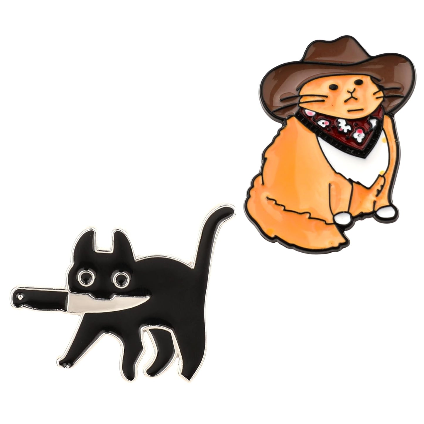 COMNICO Cute Enamel Cat Pin Set - Funny Cat & Cowboy Badge Brooch Pins for Backpacks, Jackets & Hats