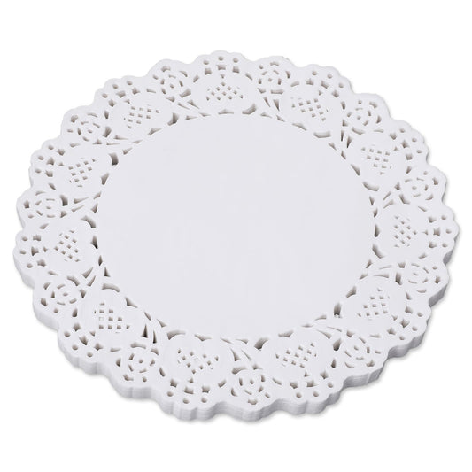 COMNICO 150 PCS White Lace Paper Doilies 8.5 inch Round Paper Doilies Disposable Paper Placemats Cake Packaging Pads for Wedding Tableware Food Decoration (8.5 inches)