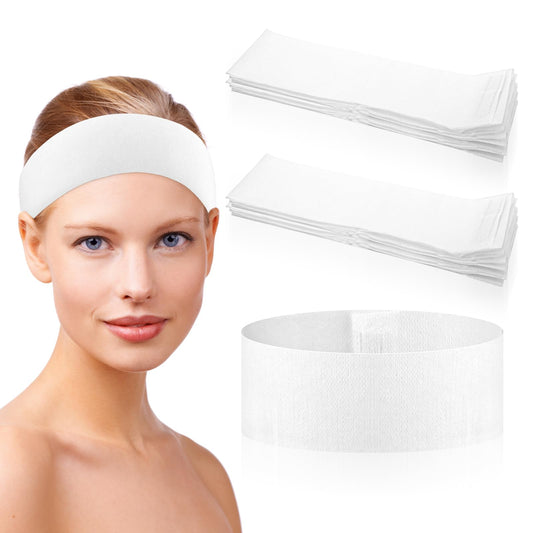 COMNICO Spa Headband for Women, 30Pcs Disposable Skincare Facials Headbands for Women Girls Soft Cloth Stretch Headbands Esthetician Supplies Disposable Stretchable Headband Convenient Closure