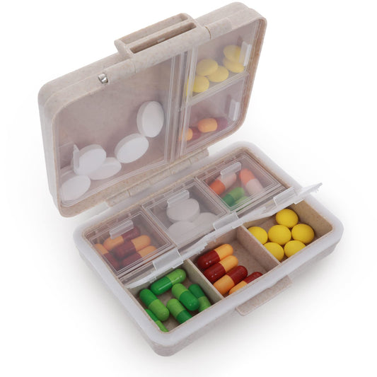 Sibba 1 PC Personal Pill Dispenser Organizer Medicine Box Mini Compartments Container Cute Portable Case Holder Reminders for Purse Daily Office Travel Pack