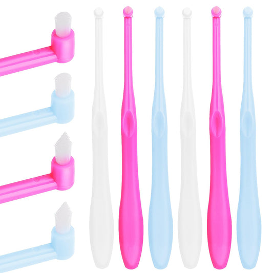 Sibba 6 Pack Tufted Brush Soft Single Tuft Brace Toothbrush Dental Orthodontic Brush End-Tuft Tapered Toothbrush Compact Interdental Interspace Brush for Detail Cleaning (2 Style)