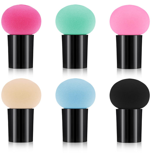 Dimeho 6Pcs Powder Puff Mushrooms Foundation Powder Puff Makeup Sponge Blender Puff With Handles Makeup Beauty Tool for Foundation, Concealer and Powder, Wet and Dry Dual-use