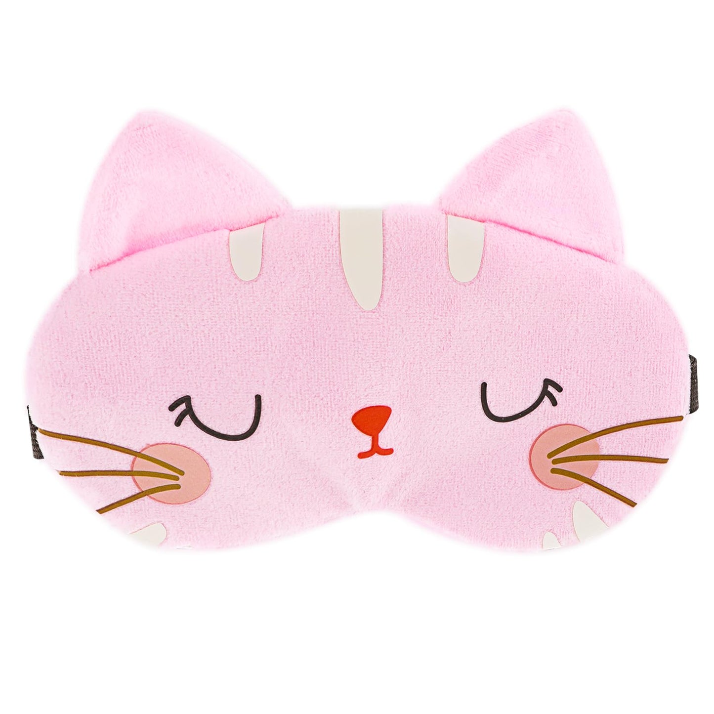Cute Sleeping Eye Mask Soft Plush Cartoon Cat Blindfold Comfortable Animal Eye Cover Funny Novelty Sleeping Eye Shade for Women Men Kids Travel Nap Sleeping(Pink)