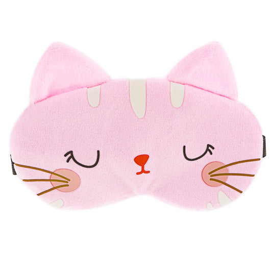 Cute Sleeping Eye Mask Soft Plush Cartoon Cat Blindfold Comfortable Animal Eye Cover Funny Novelty Sleeping Eye Shade for Women Men Kids Travel Nap Sleeping(Pink)