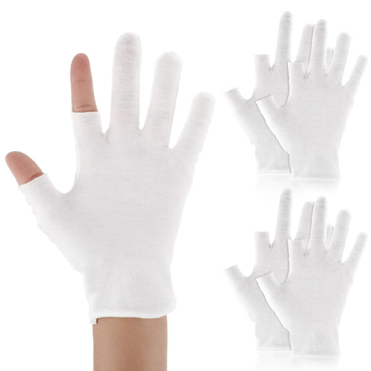 Sibba 2 Pairs Cotton Gloves Touchscreen White Moisturizing Gloves Overnight Bedtime Heal Eczema Sleeping Lotion Hand Spa Treatment Gloves Repair Rough Cracked Dry Chapped Hands Skin