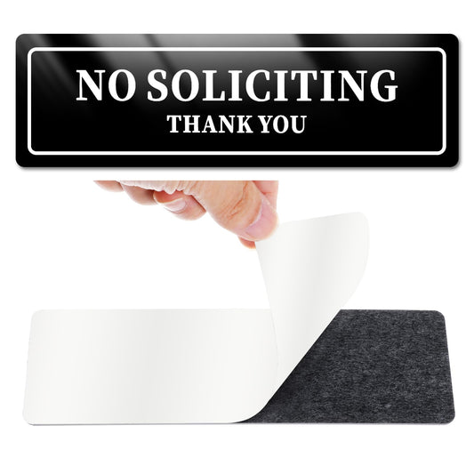 COMNICO No Soliciting Sign for House, 1Pcs Keep Solicitors Away 7.87 × 2.36 Inches Premium Strong Self Adhesive Sticker Black No Fade UV Weather Resistant for House Home Office Front Doors Wall Window