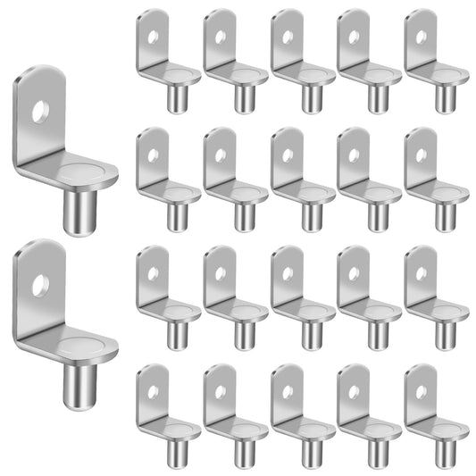Sibba Shelf Pins 20 Pcs L-Shaped Metal Support Pegs Bracket Clips Hardware Shelves Holders Nicke Plated Silver Furniture Grips with Hole for Bookshelf Kitchen Cabinet Cupboard