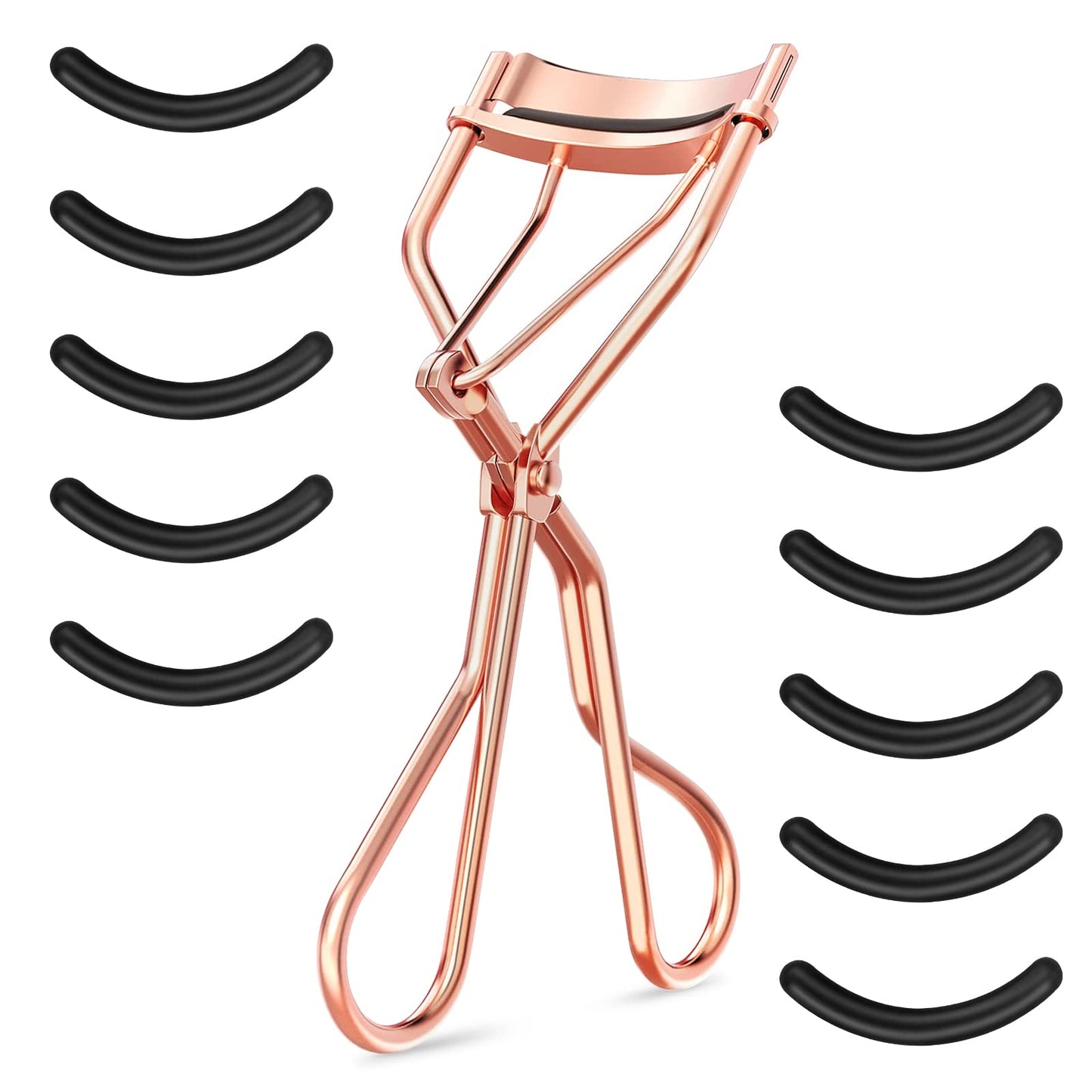 Sibba Eyelash Curlers with 10 Refill Silicone Pads, Rose Golden Eyelashes Curler for Women, Lash Curler Easy to Curl Eyelashes Naturally and Fits All Eye Shapes (Gold)