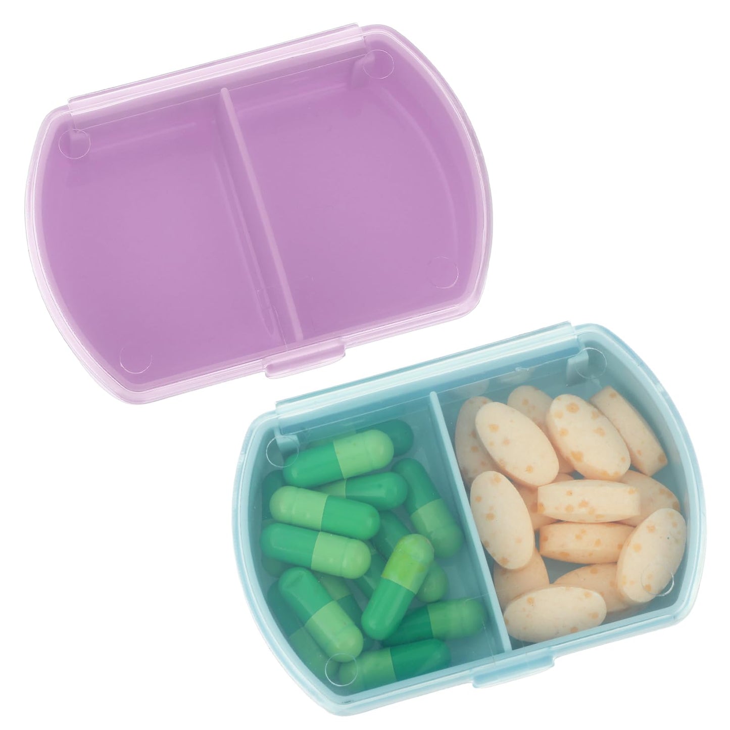 Sibba Pill Organizer Medicine Box Case Container Medication Supplement Kit Pocket Holder Bottle Dispenser 2 Times A Day Pillbox Daily Week Compartments Organization Travel Vacation Essentials