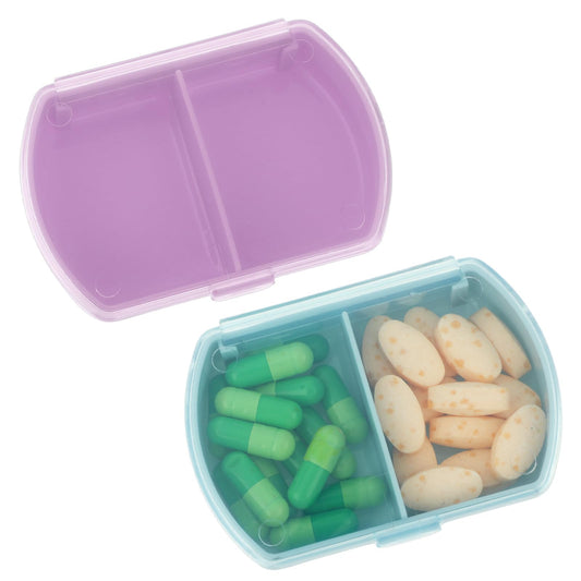 Sibba Pill Organizer Medicine Box Case Container Medication Supplement Kit Pocket Holder Bottle Dispenser 2 Times A Day Pillbox Daily Week Compartments Organization Travel Vacation Essentials