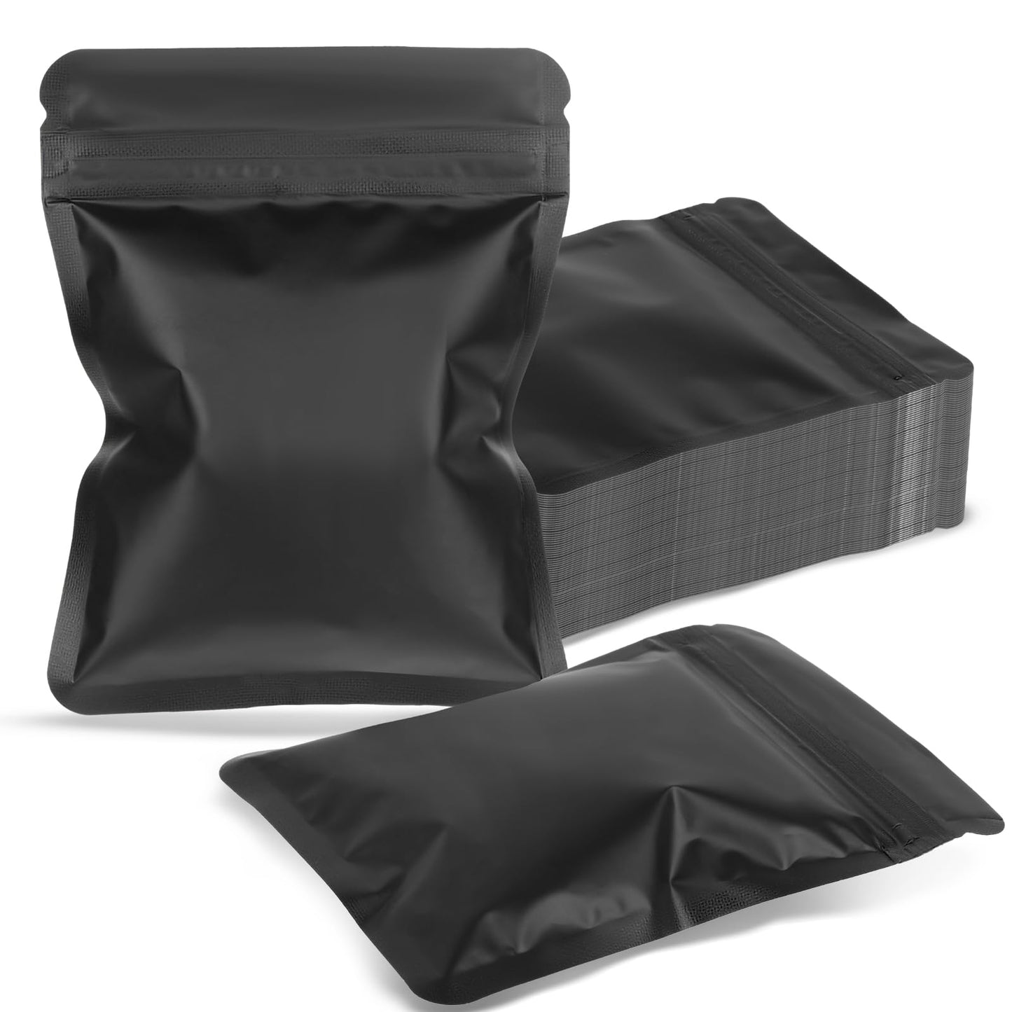 COMNICO 100 Pack Smell Proof Bags Plastic Packaging bags Resealable Stand Up Bags Odor Proof Bags Foil Pouch Snack Size Zip loc Bags for Party Favor Food Storage Supplies Sandwich Jewelry Mylar Bags