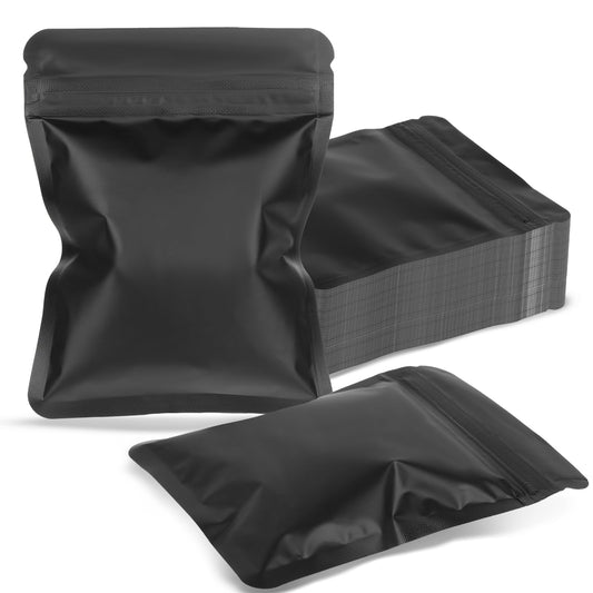 COMNICO 100 Pack Smell Proof Bags Plastic Packaging bags Resealable Stand Up Bags Odor Proof Bags Foil Pouch Snack Size Zip loc Bags for Party Favor Food Storage Supplies Sandwich Jewelry Mylar Bags