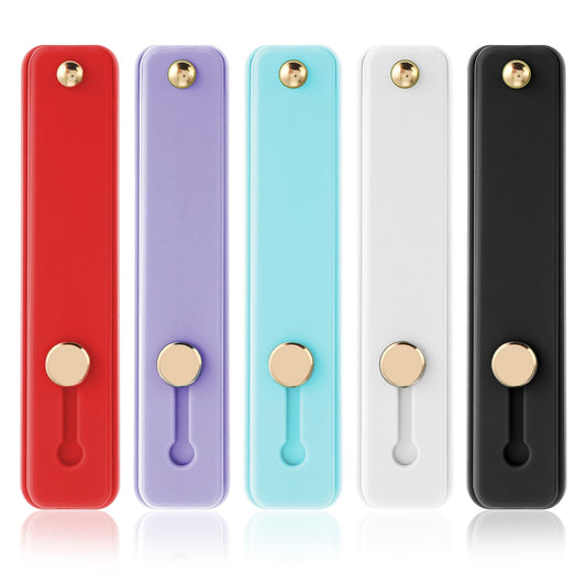 Sibba 5pcs Phone Strap Grip Holder Loop Finger Kickstand Strap Universal Telescopic Cell Mobile Phone Grips Stand Silicone Non-Slip Brackets Belt for Back of Most Smartphones (Multicolor Style B)