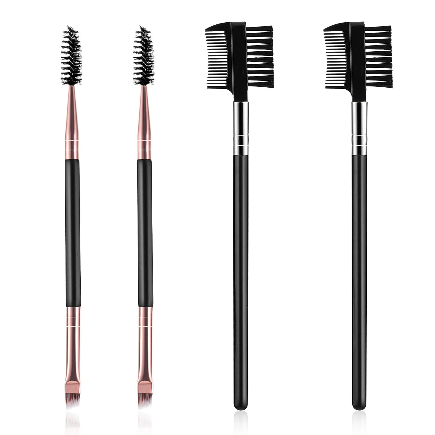4 PCS Double-Sided Eyebrow Brush, 3-in-1 Makeup Tool Eyelash Comb Multifunction for Separating Lashes Eliminating Mascara Clumps and Grooming and Shaping Brows, Professional Eye Makeup Tools