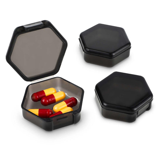 Sibba Pill Organizer Box 3 PCS Medicine Container Case Holder Monthly Medication Dispenser 2 Times A Day Daily Travel Portable Mini Storage Sorter Pillbox Reminder for Elderly(Black)