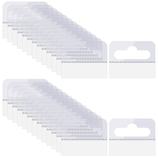 COMNICO 180pcs Clear Sticky Hanging Tabs, Self Adhesive Hole Slot Hang Tabs Heavy Duty Folding Tag Hook Plastic Display Tags for Store Retail Small Sale Items (1.77 × 1.38 Inch)
