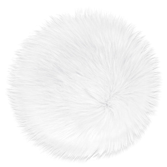Sibba Round Faux Fur Area Rug, 35 cm/13.7 Inches Faux Sheepskin Fur Area Rug, Washable Fluffy Plush Area Rug, Chair Desk Sofa Cover Carpet for Home Bedrooms Living Room Aesthetic Decor(White)
