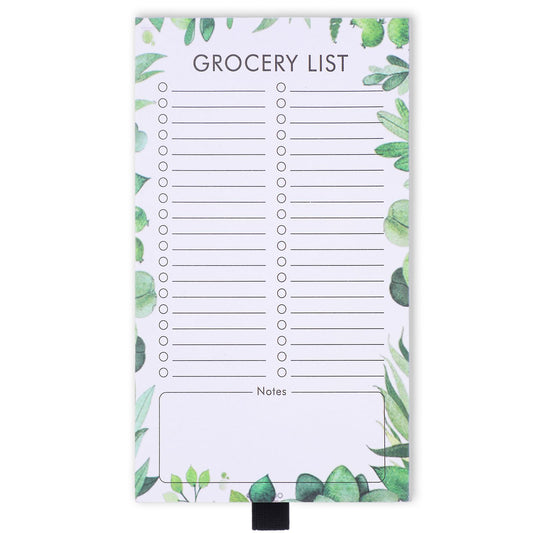 Sibba 60 Sheets Grocery List Magnetic Notepad for Refrigerator, Floral Greenery Shopping List Minimalistic Memo Note Pad with Pen Clip for Fridge, Gift for Coworkers Kitchen(4.5×7.5 Inches)