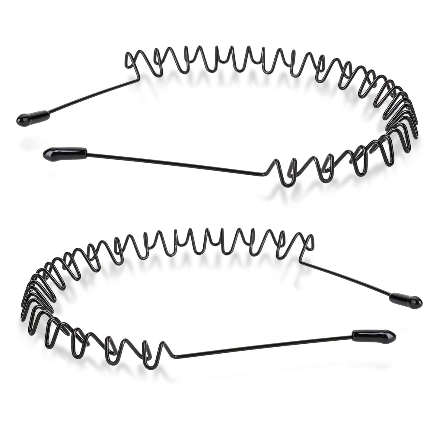 Sibba 2 PCS Wavy Headbands Hairbands Head Bands 90s Braids Hair Accessories Black Non Slip Face Wash Comb Thin Curly Metal Spring Wire Make Up Headwear Hoop For Women Mens