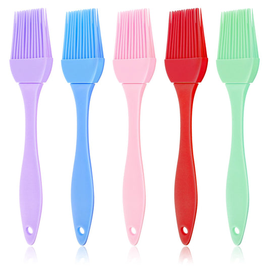 COMNICO 5Pcs Silicone Basting Pastry Brush Heat Resistant BBQ Grill Oil Butter Vegetable Butter Sauce Marinades Rubber Brush for Cooking Grilling Baking Spreading Kitchen Utensils Dishwasher Safe