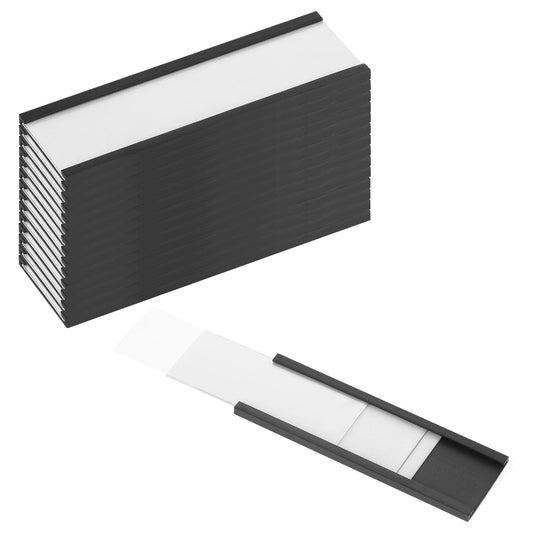 15 Pcs C Channel Magent Label Holders 3" x 1" Magnet Data Card Holders Reusable Magnet Name Tags File Cabinet Labels with Clear Plastic Protectors for Locker Shelf Tool Box Home Office Whiteboard