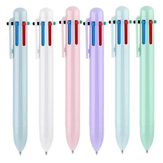 Sibba 6-in-1 Multicolor Ballpoint Pen, 6 Packs Retractable Ballpoint Pens, Bullet Tip 0.7mm Ballpoint Pen, Mul-Functional Ballpoint Pen for School Office Supplies, Students Children Gift